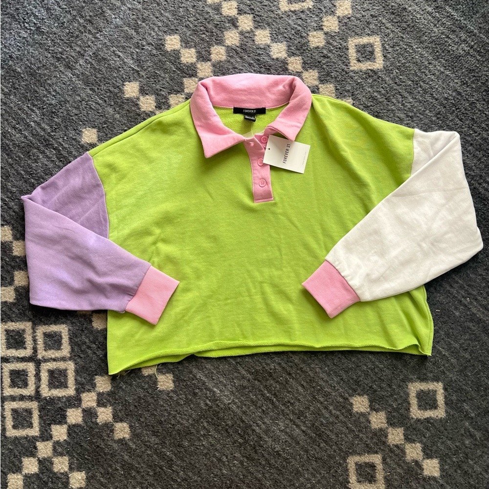 New! Forever 21 90’s cropped color block top sz s